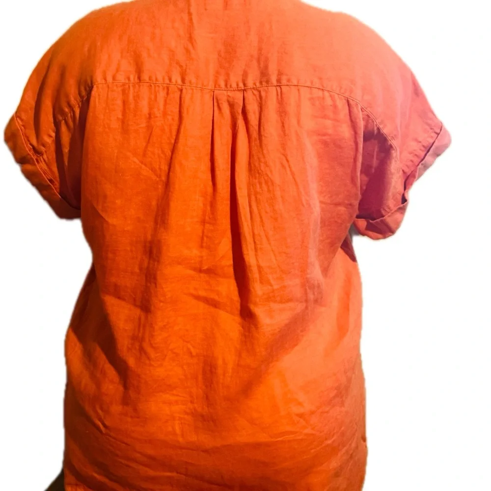 RALPH LAUREN Black Label Women 2x Orange Linen‎ Dolman-Sleeve Top Size